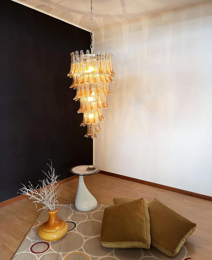 Aurora Chandelier Pétales en Verre de Murano Doré - Neutralighting