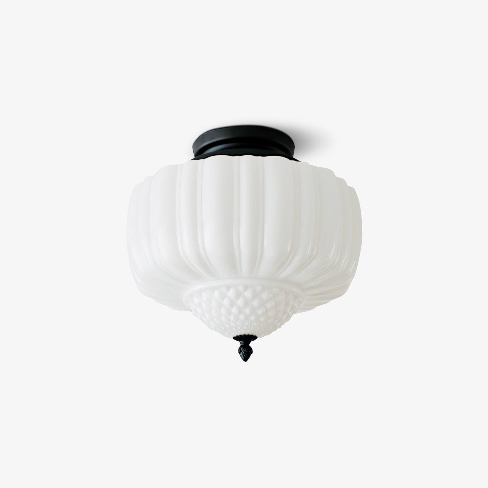 Solara Plafonnier en Verre Opale Dôme Cannelé Vintage - Neutralighting