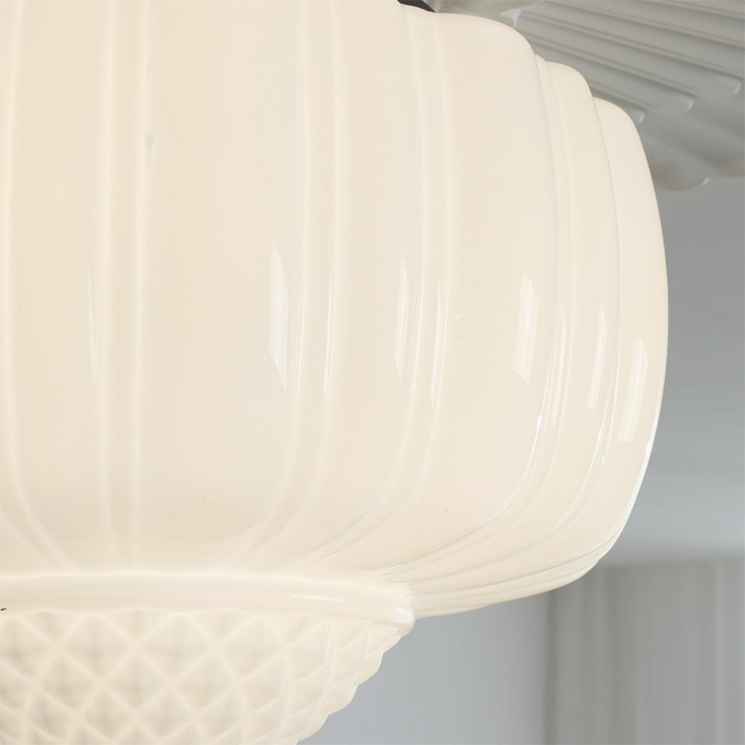 Solara Plafonnier en Verre Opale Dôme Cannelé Vintage - Neutralighting
