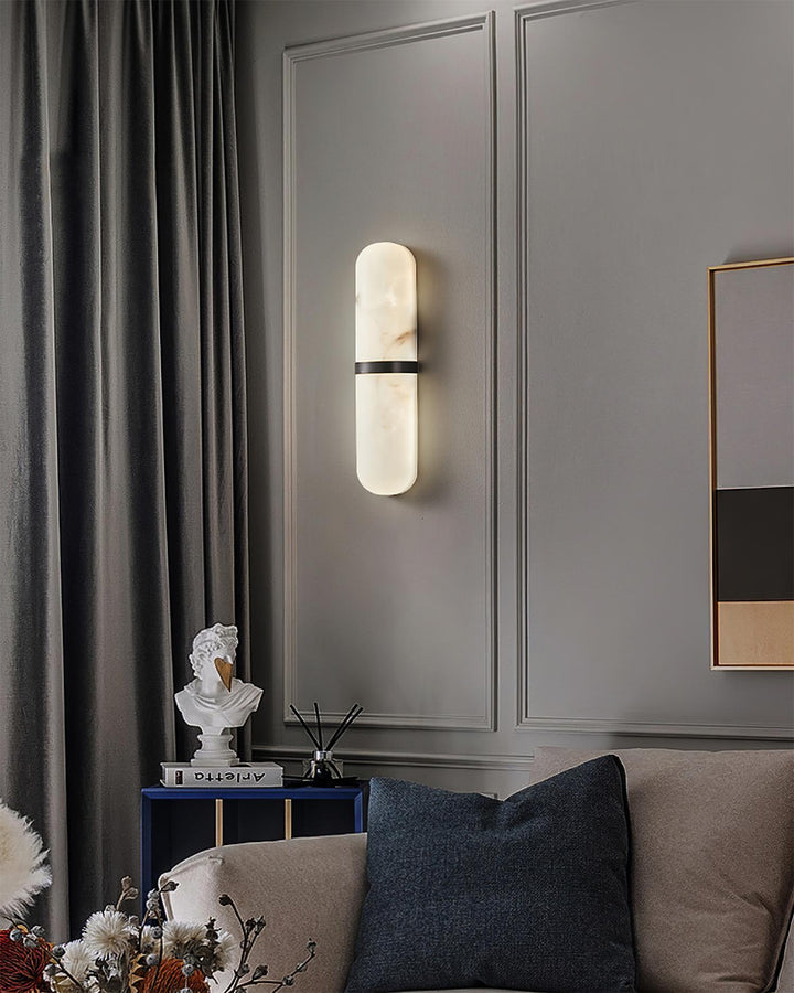 Applique Murale Capsule en Albâtre Bande en Laiton Lueur Ambiante Luxe Douce - Neutralighting