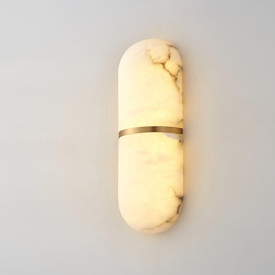 Applique Murale Capsule en Albâtre Bande en Laiton Lueur Ambiante Luxe Douce - Neutralighting