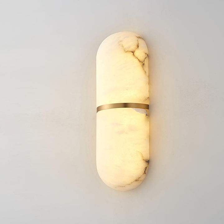 Applique Murale Capsule en Albâtre Bande en Laiton Lueur Ambiante Luxe Douce - Neutralighting