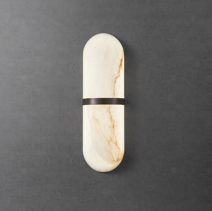 Applique Murale Capsule en Albâtre Bande en Laiton Lueur Ambiante Luxe Douce - Neutralighting