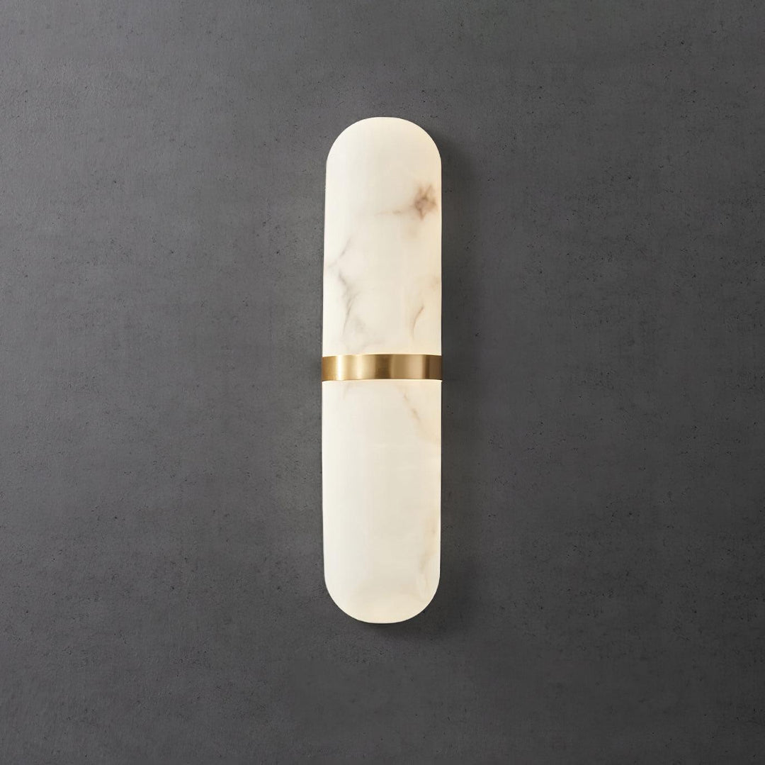 Applique Murale Capsule en Albâtre Bande en Laiton Lueur Ambiante Luxe Douce - Neutralighting
