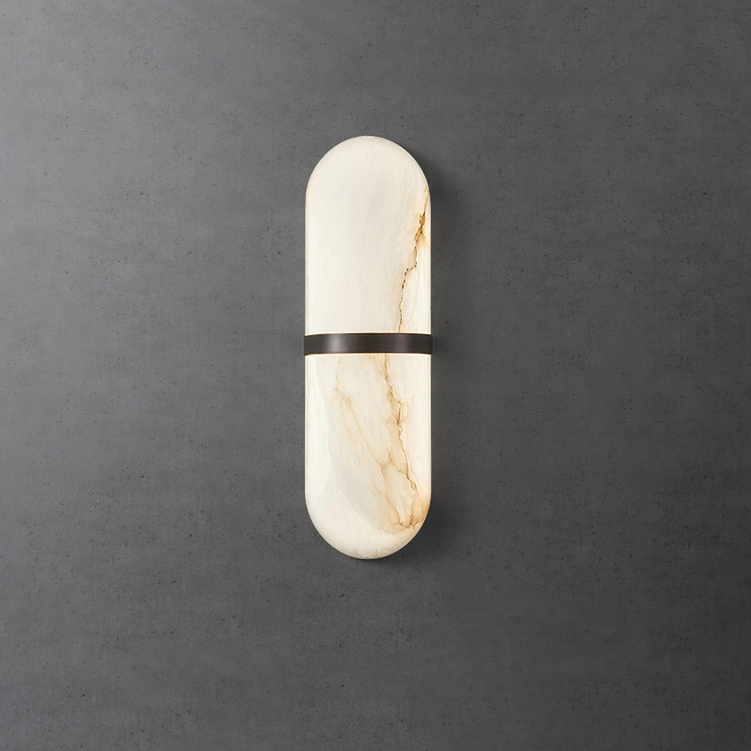 Applique Murale Capsule en Albâtre Bande en Laiton Lueur Ambiante Luxe Douce - Neutralighting