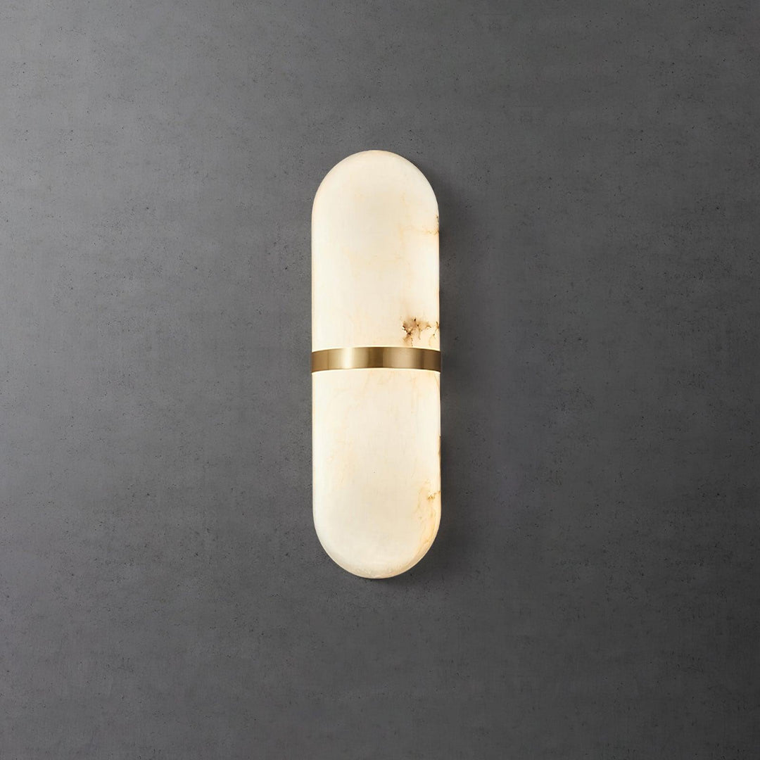 Applique Murale Capsule en Albâtre Bande en Laiton Lueur Ambiante Luxe Douce - Neutralighting