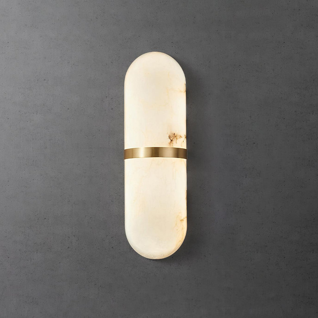 Applique Murale Capsule en Albâtre Bande en Laiton Lueur Ambiante Luxe Douce - Neutralighting