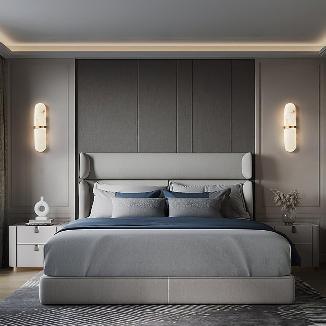 Applique Murale Capsule en Albâtre Bande en Laiton Lueur Ambiante Luxe Douce - Neutralighting