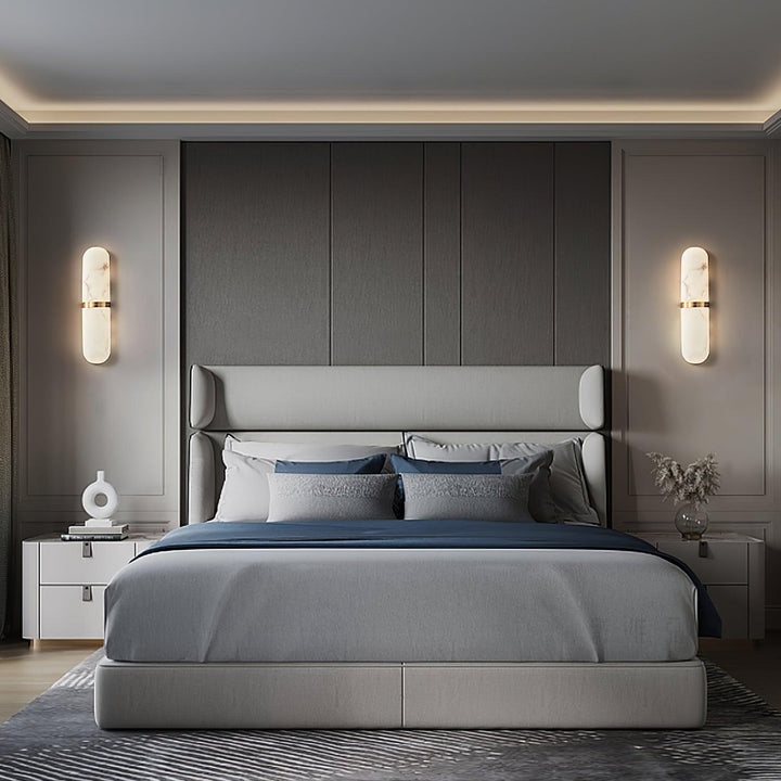 Applique Murale Capsule en Albâtre Bande en Laiton Lueur Ambiante Luxe Douce - Neutralighting