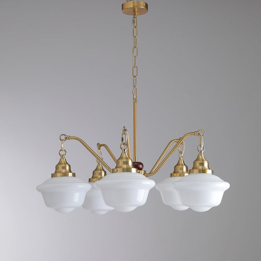 Lustra Chandelier Laiton Bois Verre Satiné Classique - Neutralighting