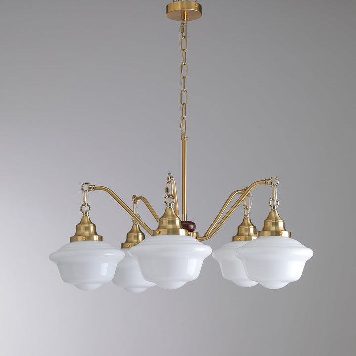 Lustra Chandelier Laiton Bois Verre Satiné Classique - Neutralighting