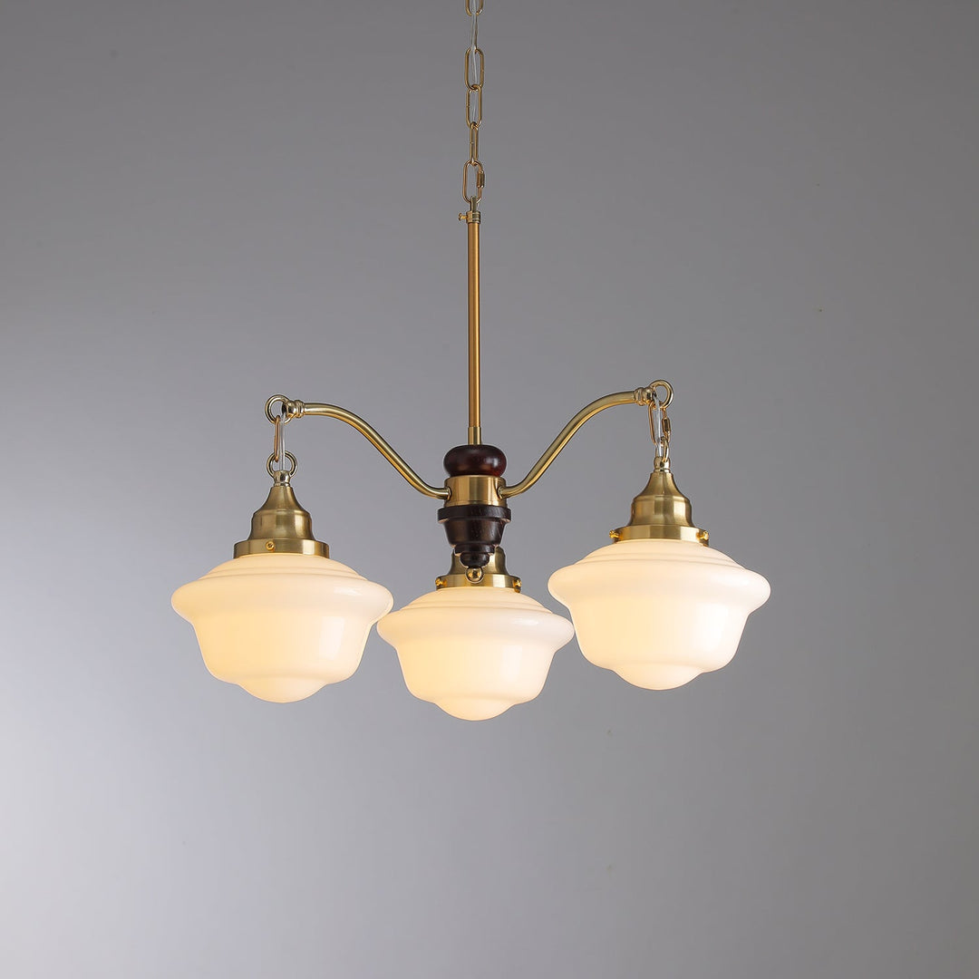 Lustra Chandelier Laiton Bois Verre Satiné Classique - Neutralighting