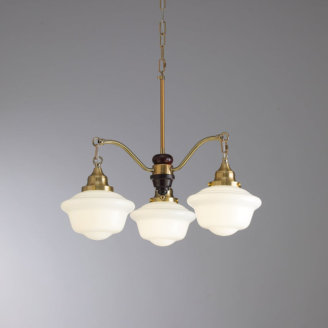 Lustra Chandelier Laiton Bois Verre Satiné Classique - Neutralighting