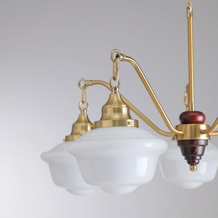 Lustra Chandelier Laiton Bois Verre Satiné Classique - Neutralighting