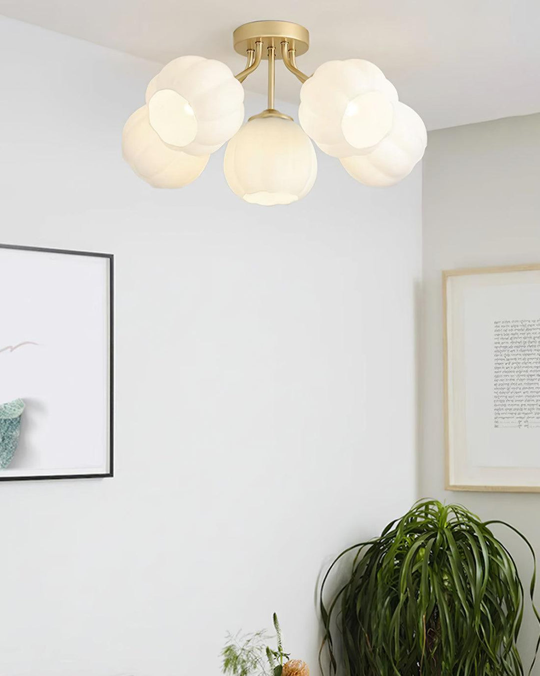 Rialto Plafonnier Romantique en Verre Floral - Neutralighting