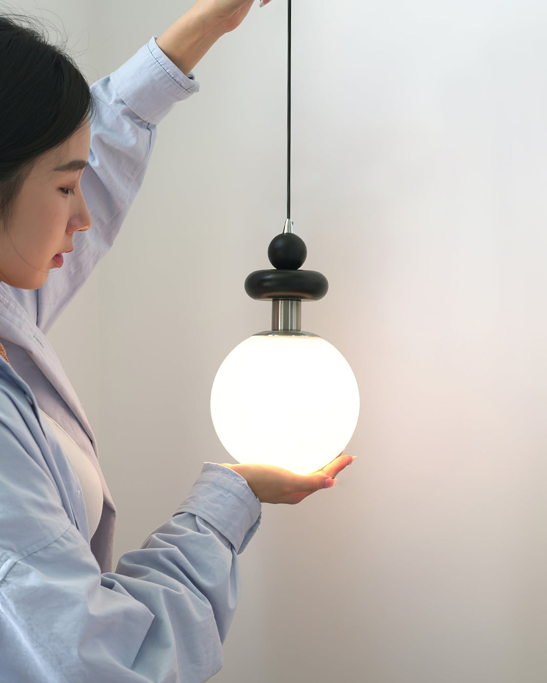 Marra Globe Suspension Mat Bois Givré - Neutralighting