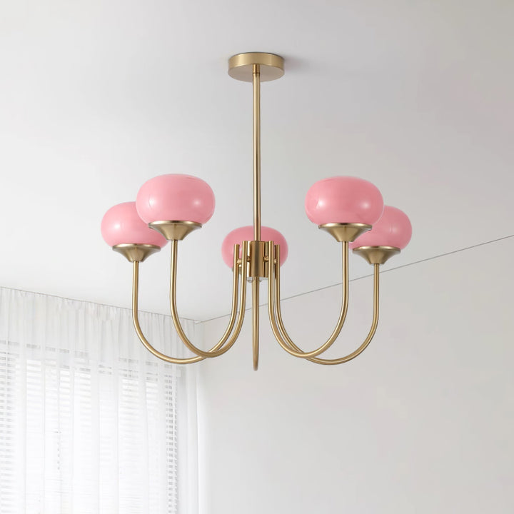 Lustra Chandelier Globe en Verre Rose Doré - Neutralighting
