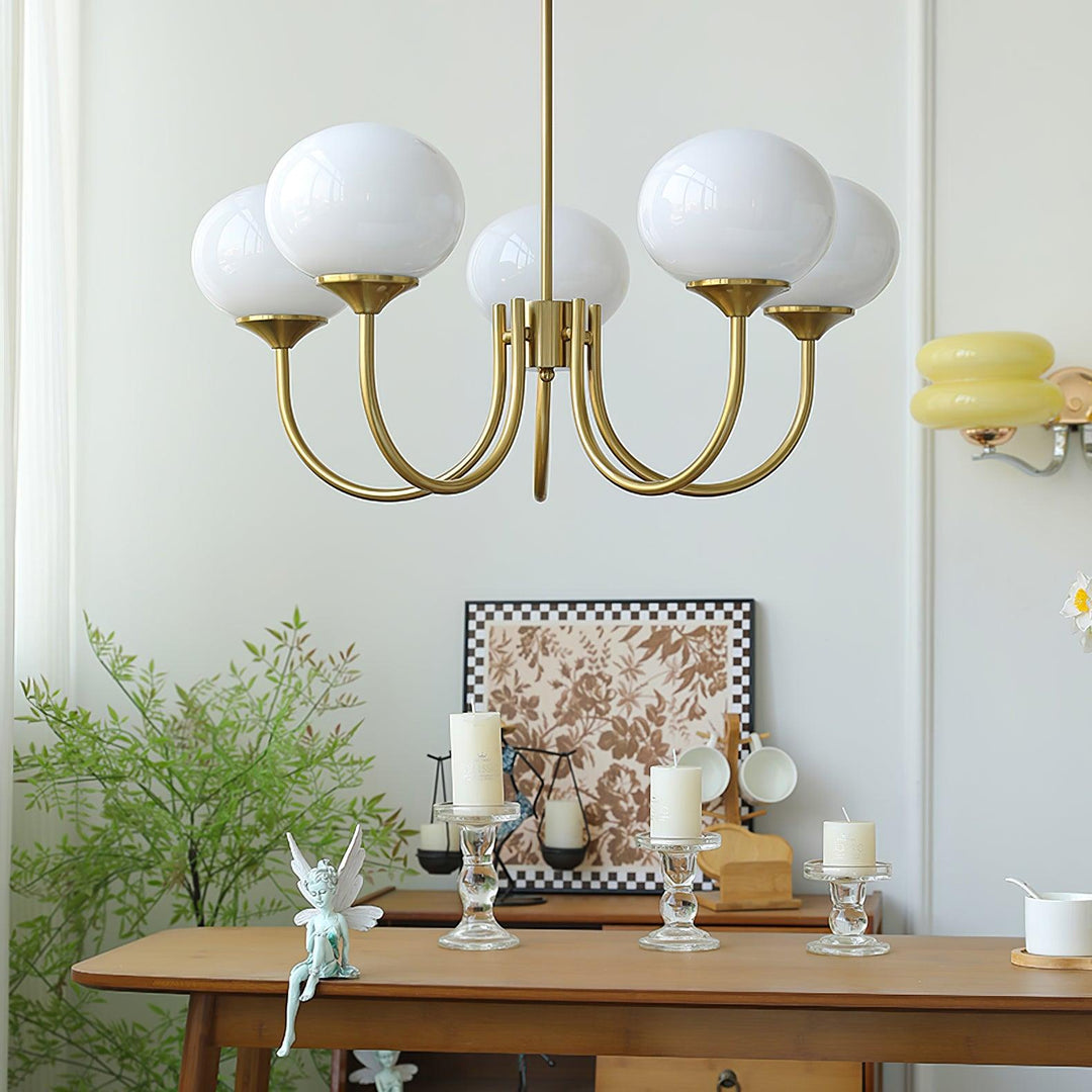Lustra Chandelier Globe en Verre Rose Doré - Neutralighting