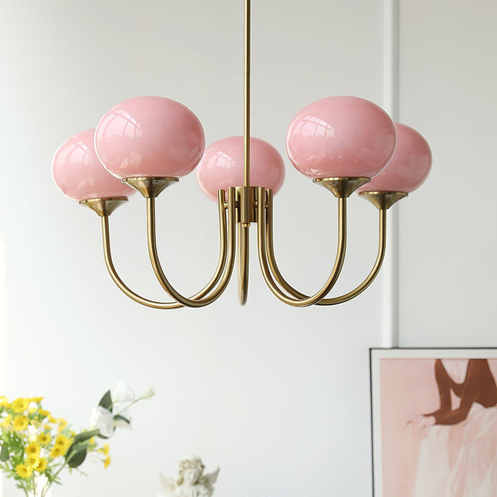 Lustra Chandelier Globe en Verre Rose Doré - Neutralighting