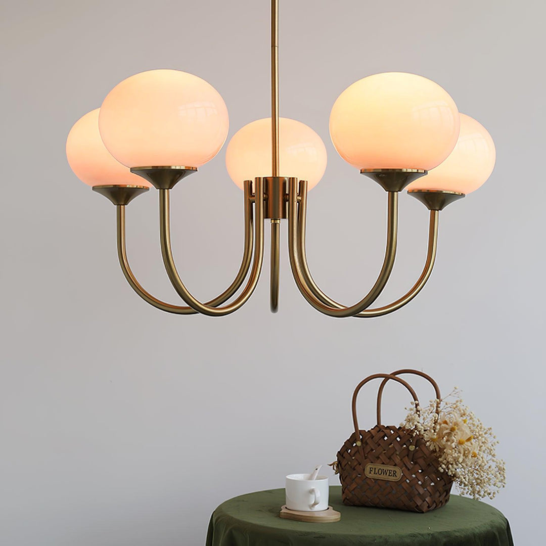 Lustra Chandelier Globe en Verre Rose Doré - Neutralighting