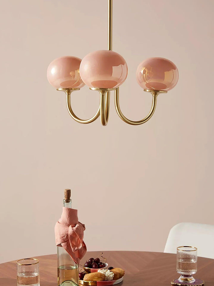 Lustra Chandelier Globe en Verre Rose Doré - Neutralighting