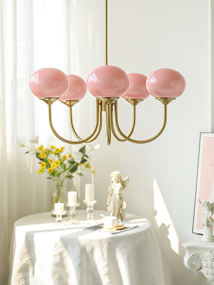 Lustra Chandelier Globe en Verre Rose Doré - Neutralighting