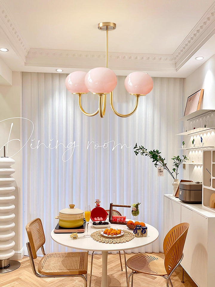 Lustra Chandelier Globe en Verre Rose Doré - Neutralighting