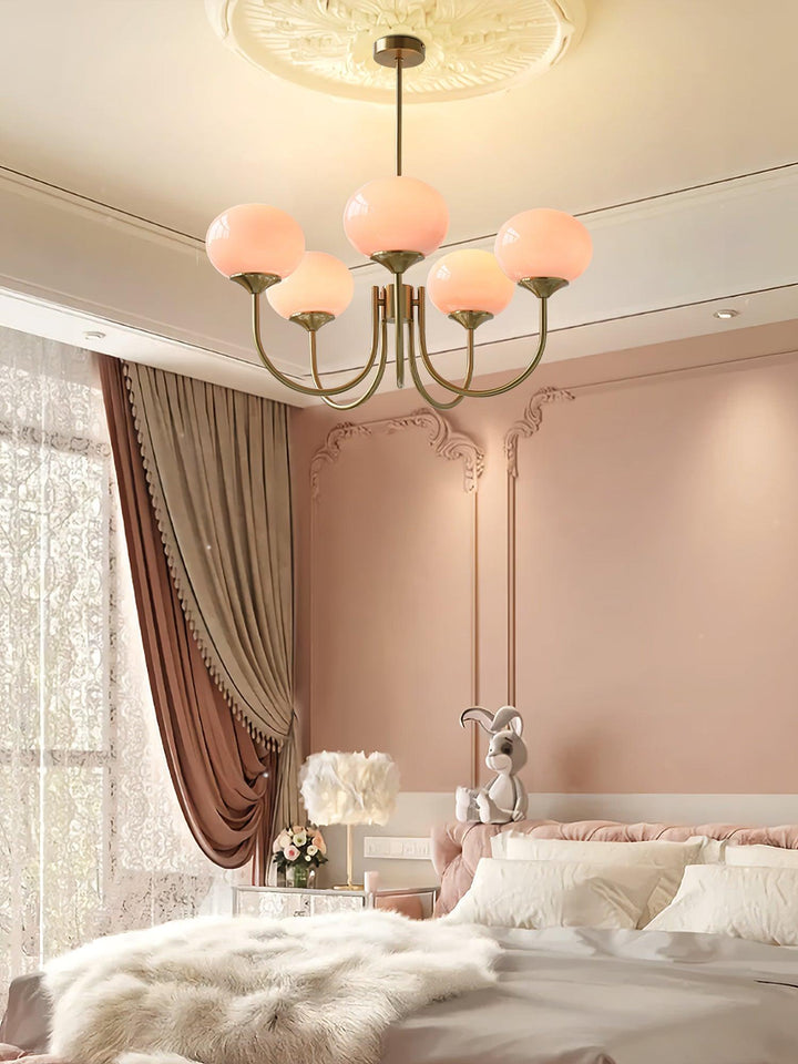 Lustra Chandelier Globe en Verre Rose Doré - Neutralighting