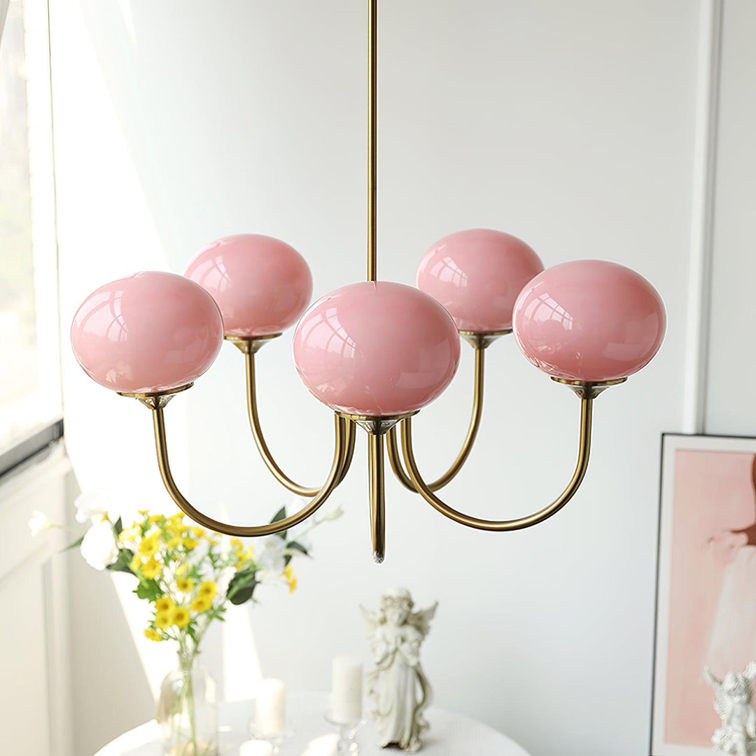 Lustra Chandelier Globe en Verre Rose Doré - Neutralighting