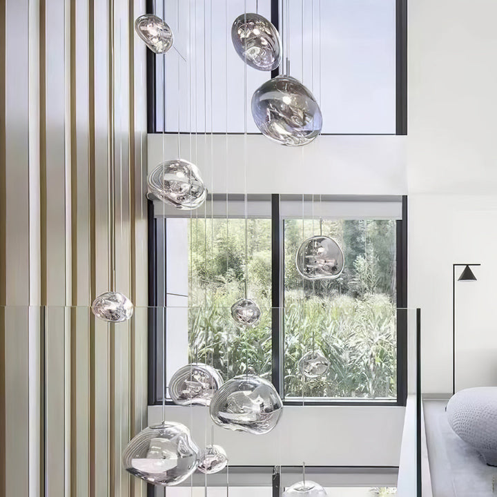 Solara Suspension en Verre Soufflé Cluster Irrégulier Sculptural - Neutralighting