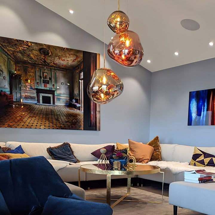 Solara Suspension en Verre Soufflé Cluster Irrégulier Sculptural - Neutralighting