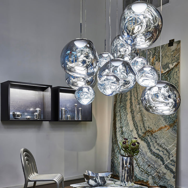 Solara Suspension en Verre Soufflé Cluster Irrégulier Sculptural - Neutralighting