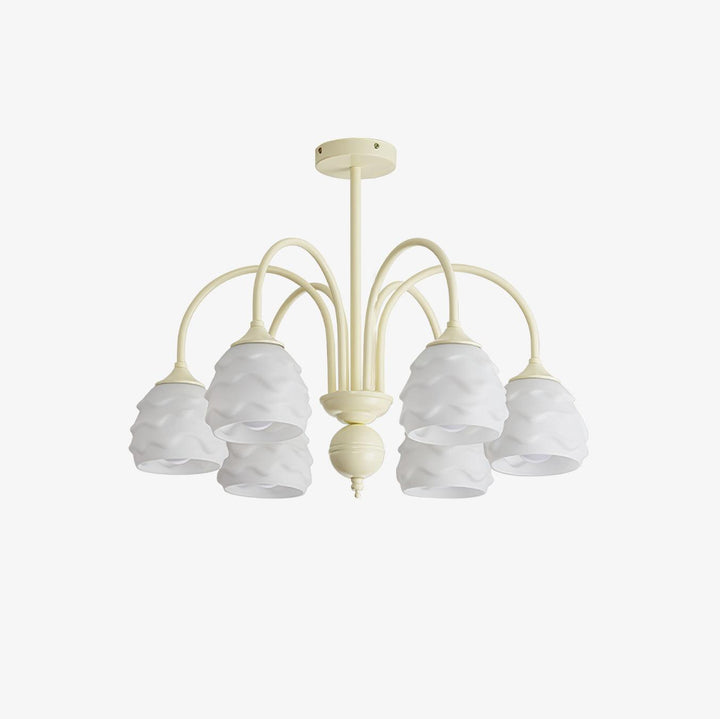 Lustra Chandelier Crème Glacée Fondante Verre Lacté - Neutralighting