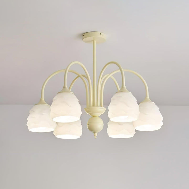 Lustra Chandelier Crème Glacée Fondante Verre Lacté - Neutralighting