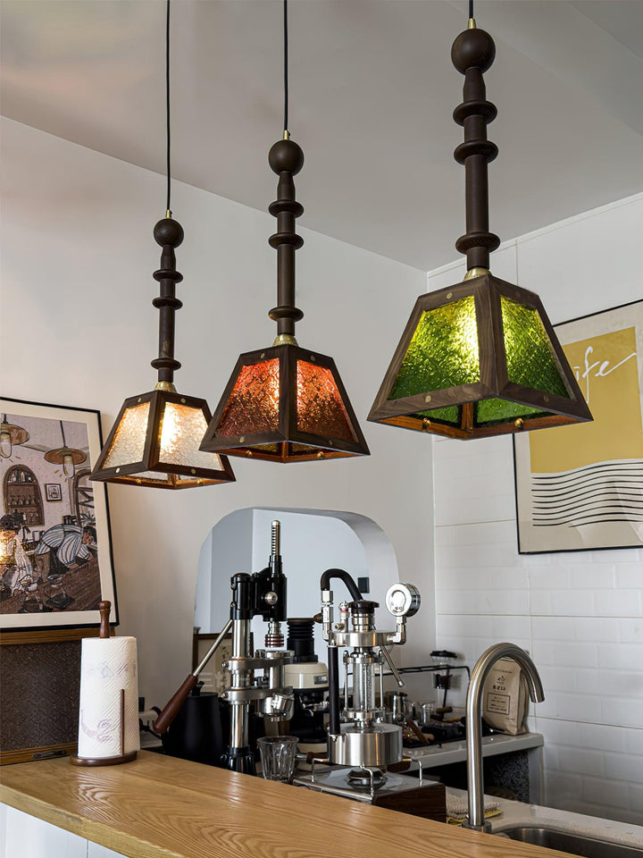 Alsorisra Lampe Suspension en Verre et Bois à Style Vintage - Neutralighting
