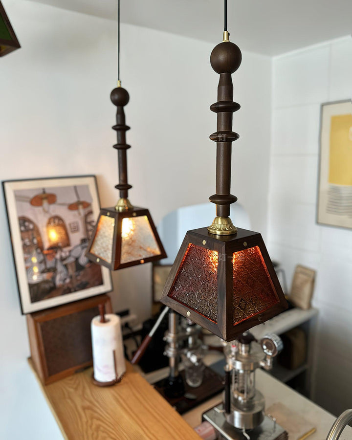 Alsorisra Lampe Suspension en Verre et Bois à Style Vintage - Neutralighting
