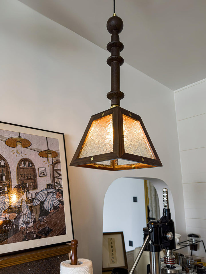 Alsorisra Lampe Suspension en Verre et Bois à Style Vintage - Neutralighting