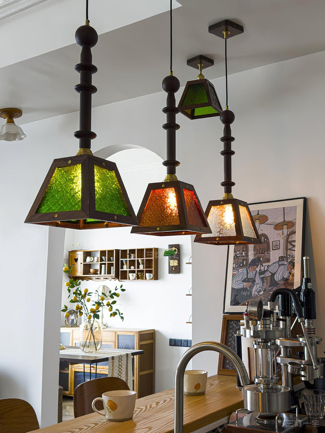 Alsorisra Lampe Suspension en Verre et Bois à Style Vintage - Neutralighting