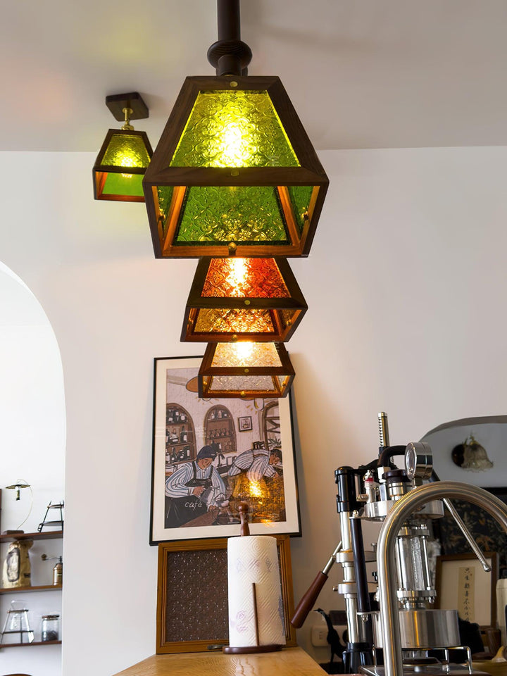 Alsorisra Lampe Suspension en Verre et Bois à Style Vintage - Neutralighting