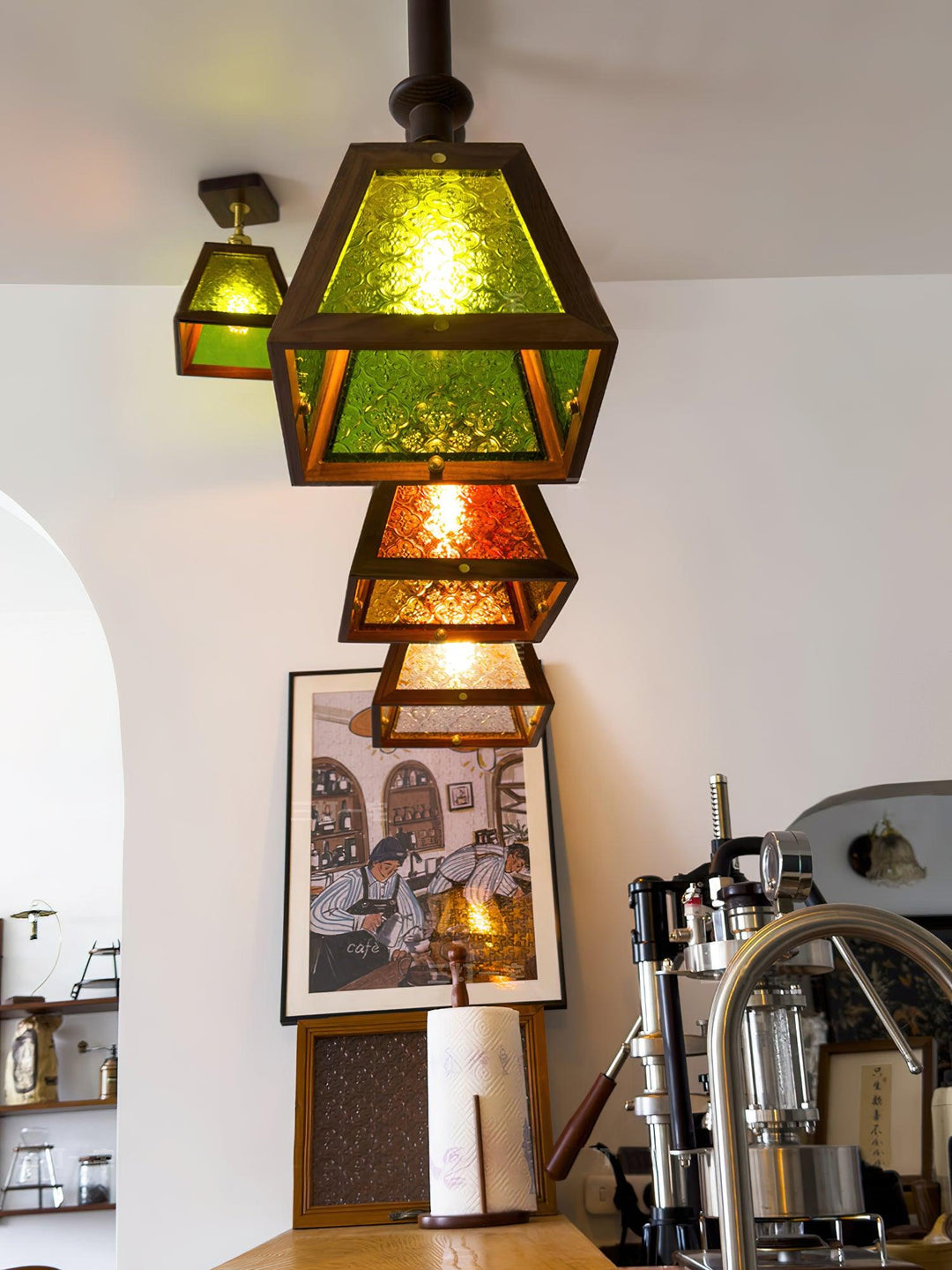 Alsorisra Lampe Suspension en Verre et Bois à Style Vintage - Neutralighting