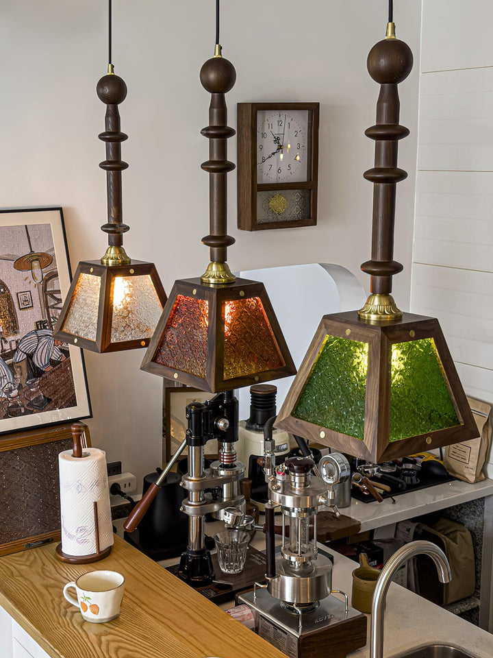 Alsorisra Lampe Suspension en Verre et Bois à Style Vintage - Neutralighting