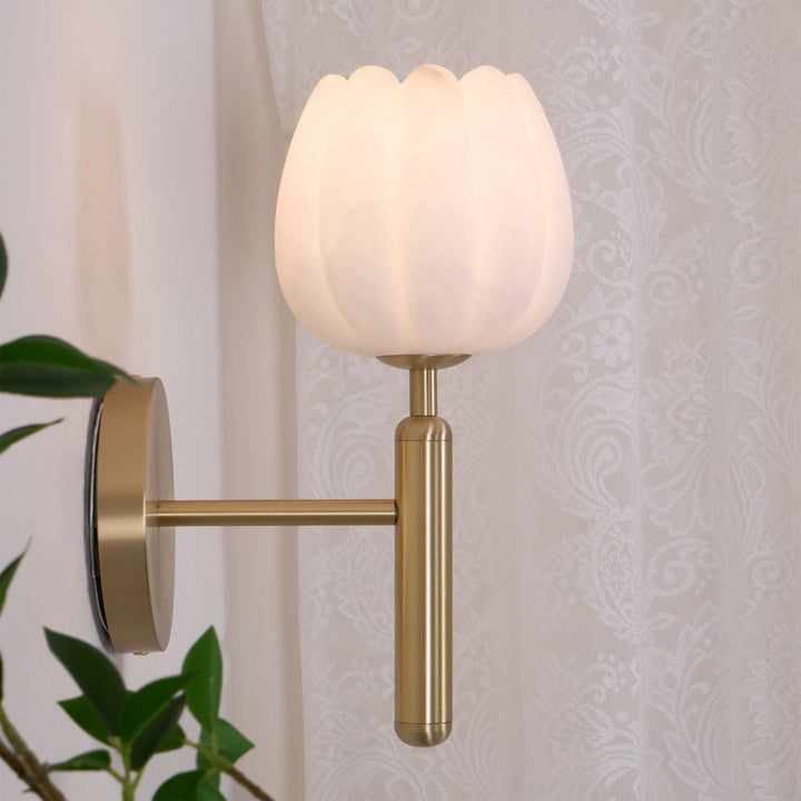 Eurzorion Applique Murale en Albâtre Floral Laiton - Neutralighting