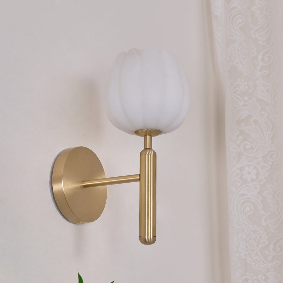 Eurzorion Applique Murale en Albâtre Floral Laiton - Neutralighting
