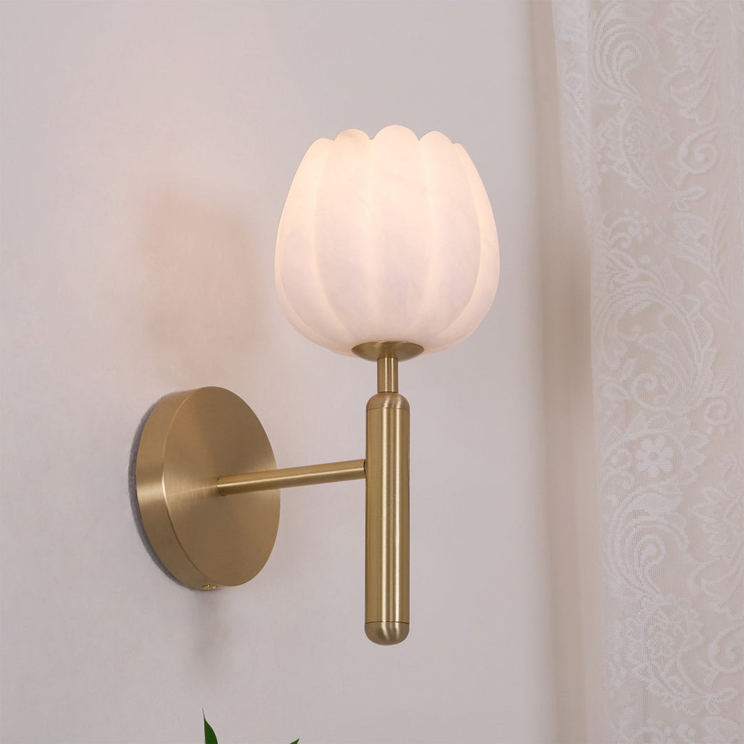 Eurzorion Applique Murale en Albâtre Floral Laiton - Neutralighting