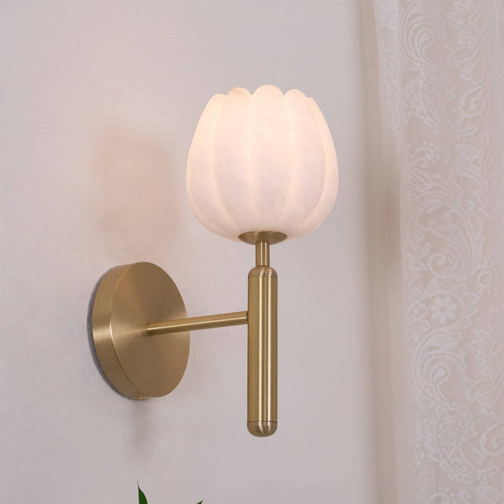 Eurzorion Applique Murale en Albâtre Floral Laiton - Neutralighting