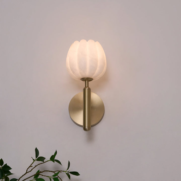 Eurzorion Applique Murale en Albâtre Floral Laiton - Neutralighting