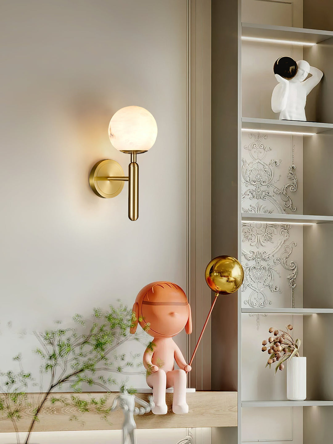 Orlaeila Applique Murale Laiton Albâtre Minimaliste Moderne - Neutralighting