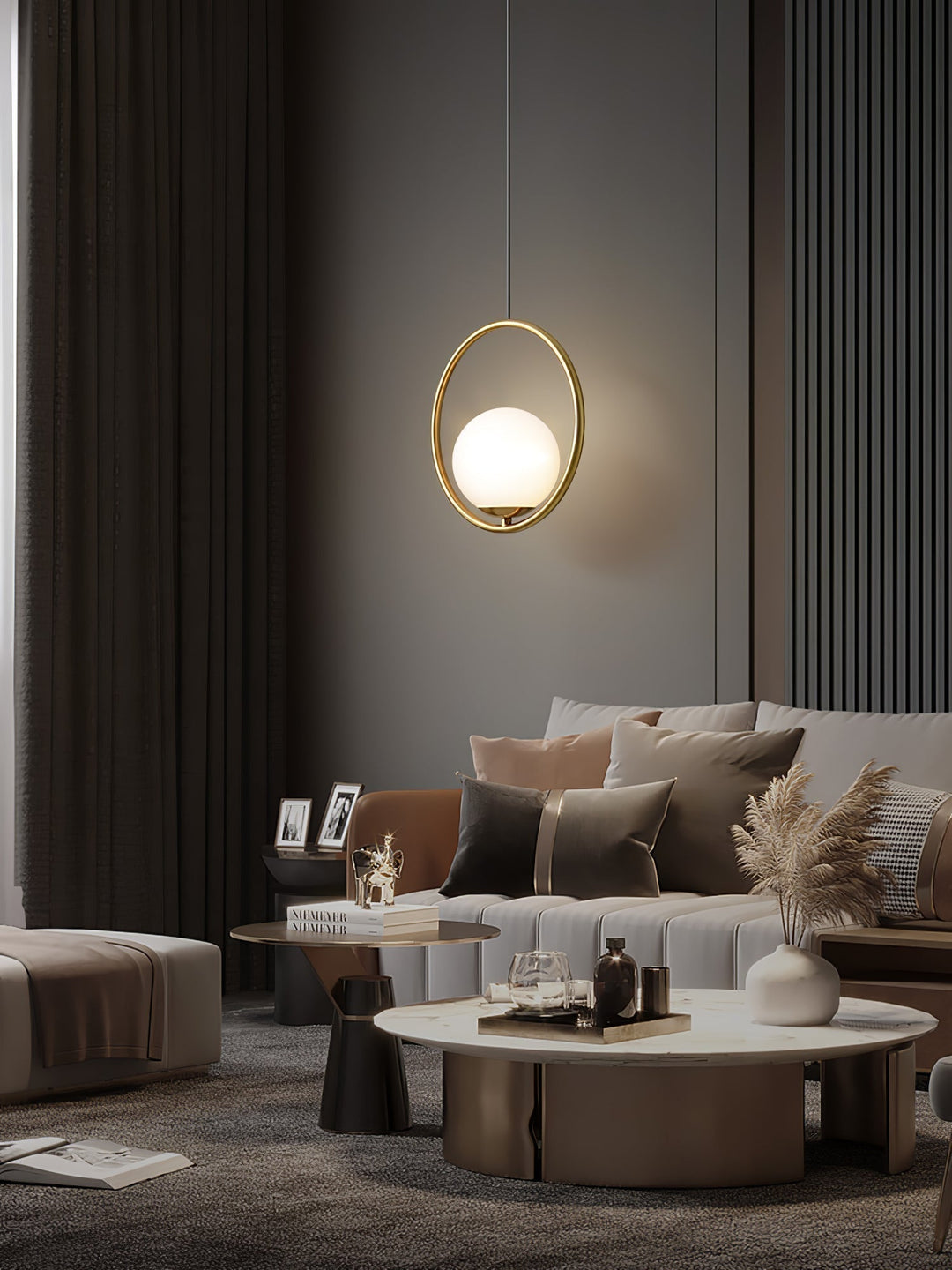 Lustra Lampe Pendante Anneau Moderne en Laiton - Neutralighting