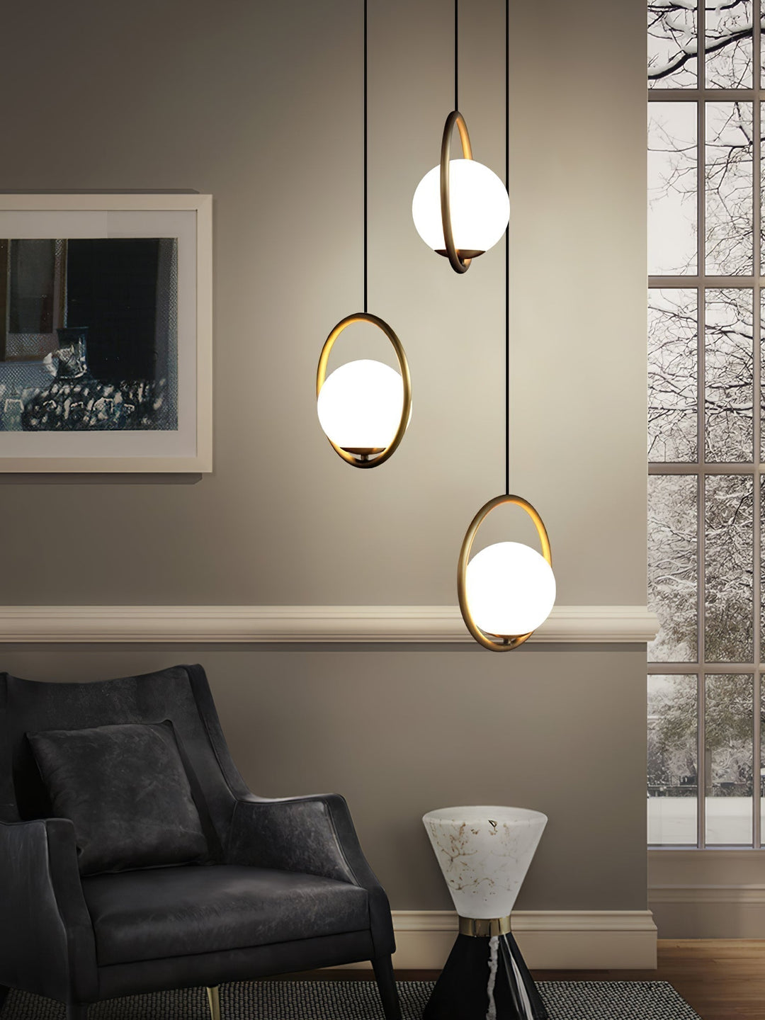 Lustra Lampe Pendante Anneau Moderne en Laiton - Neutralighting