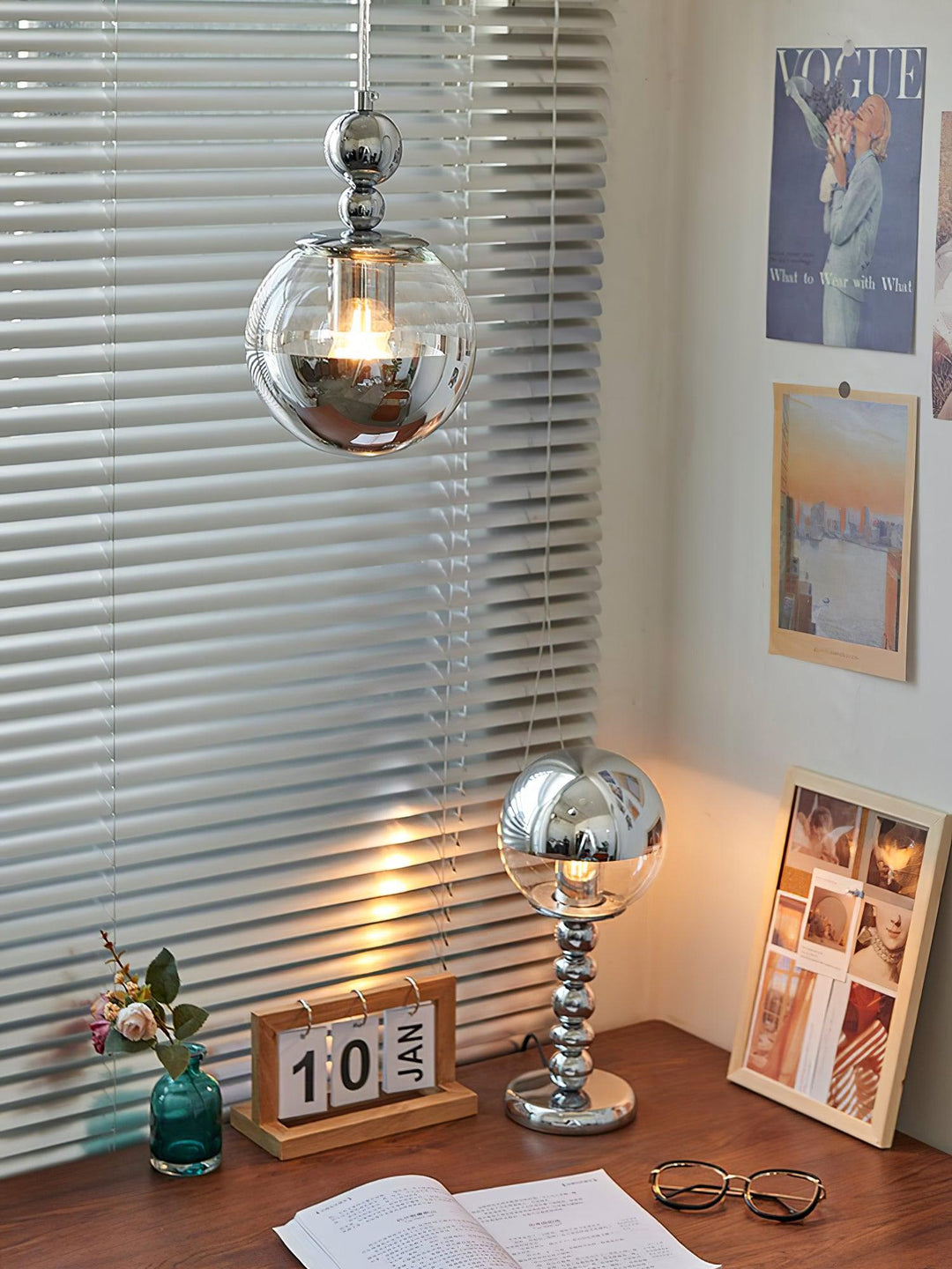 Zanorir Moderne Minimaliste Art Miroir Boule Verre Suspension Lumière - Neutralighting